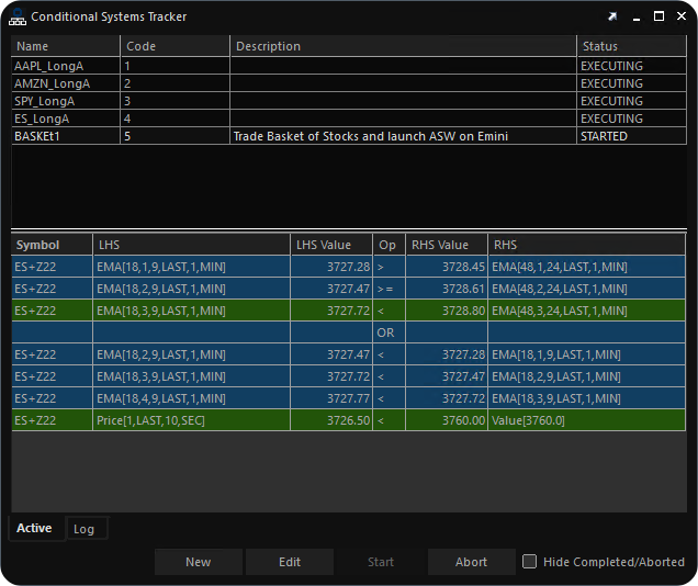 Conditional Systems Tracker Interface